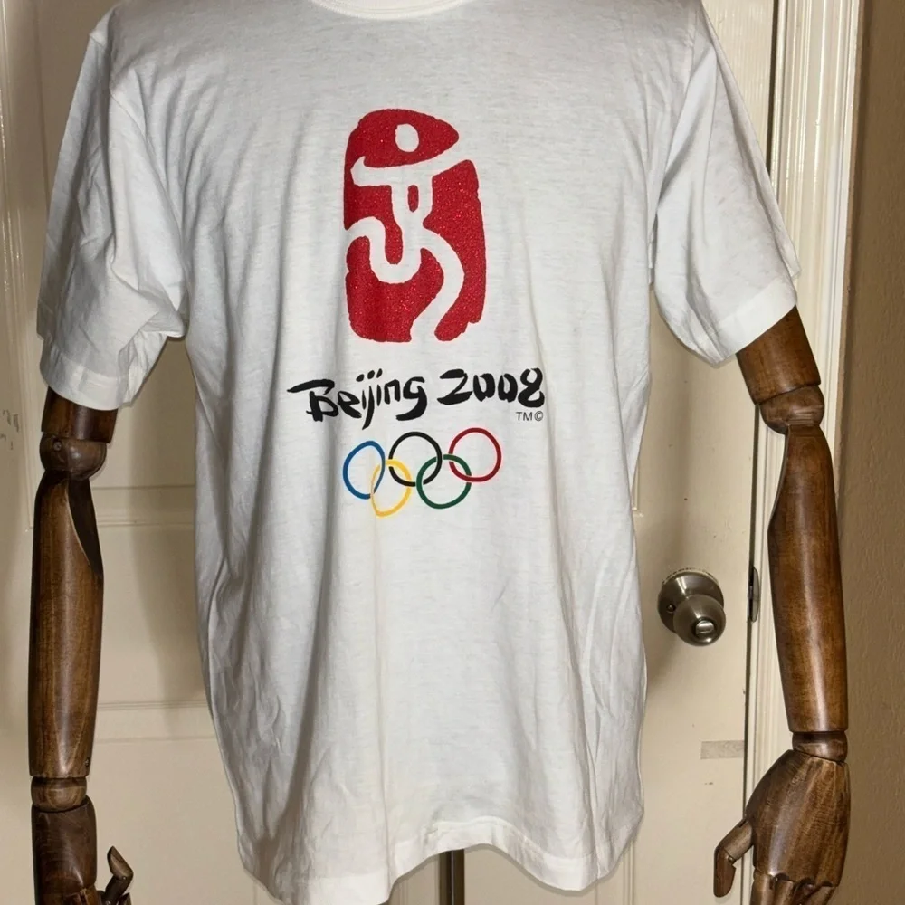 2008 Beijing Olympics One World One Dream Men's White NWT Shirt Size Large​​​​​ - Picture 5 of 12